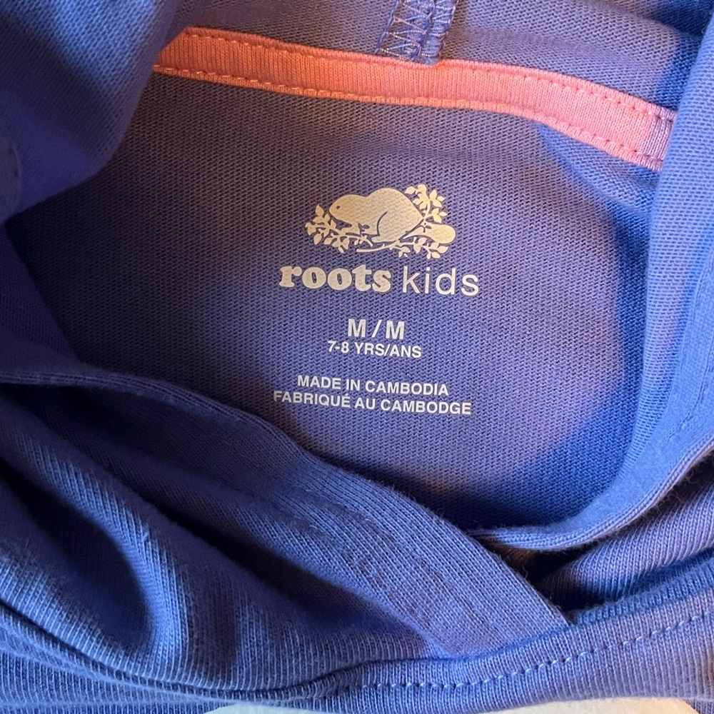 NWT Roots Kids Purple Cotton Hooded Dress, Long Sleeve, Sz 7-8 - Picture 4 of 4